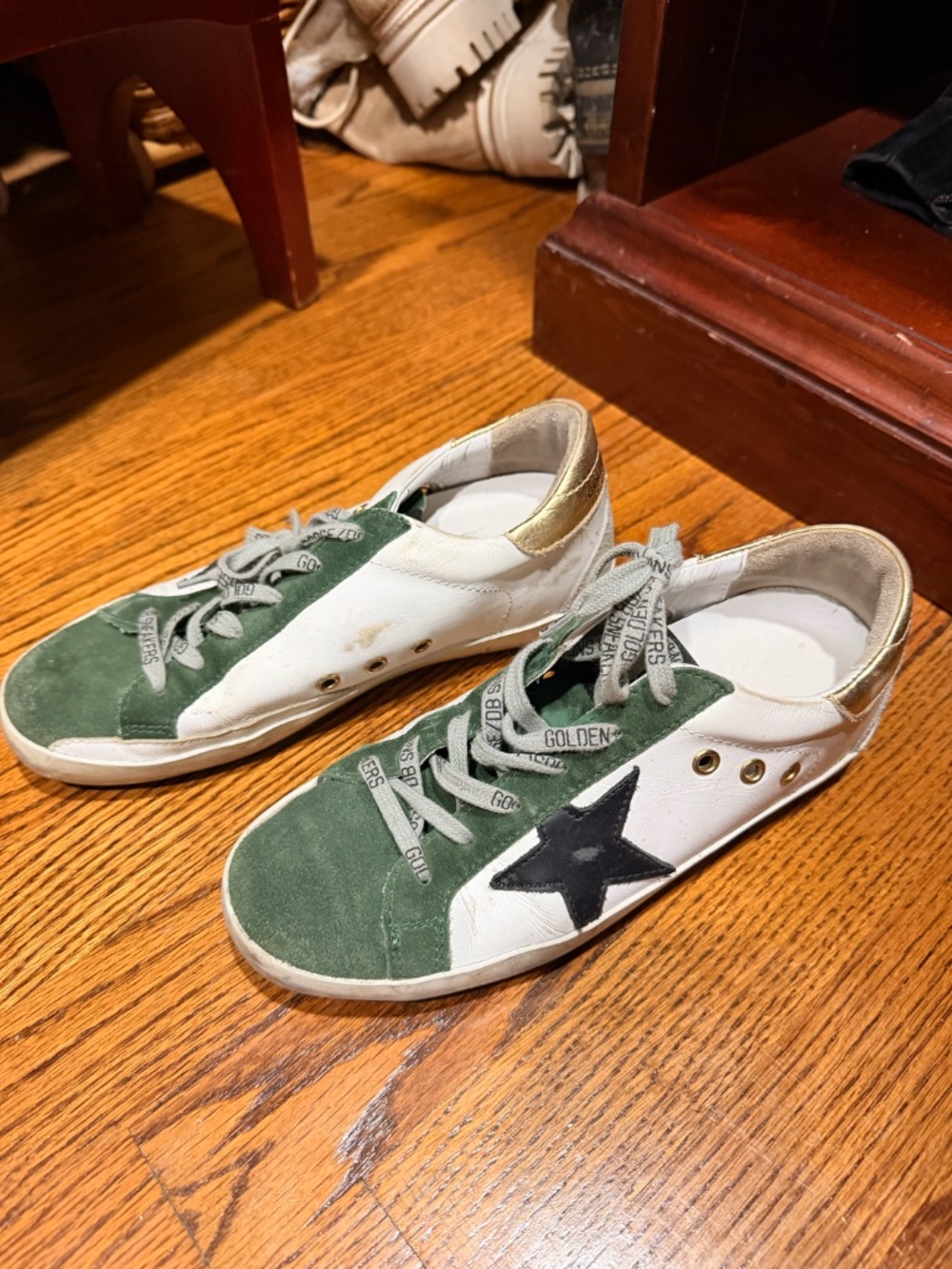 Golden Goose SuperStars Green x Gold x White